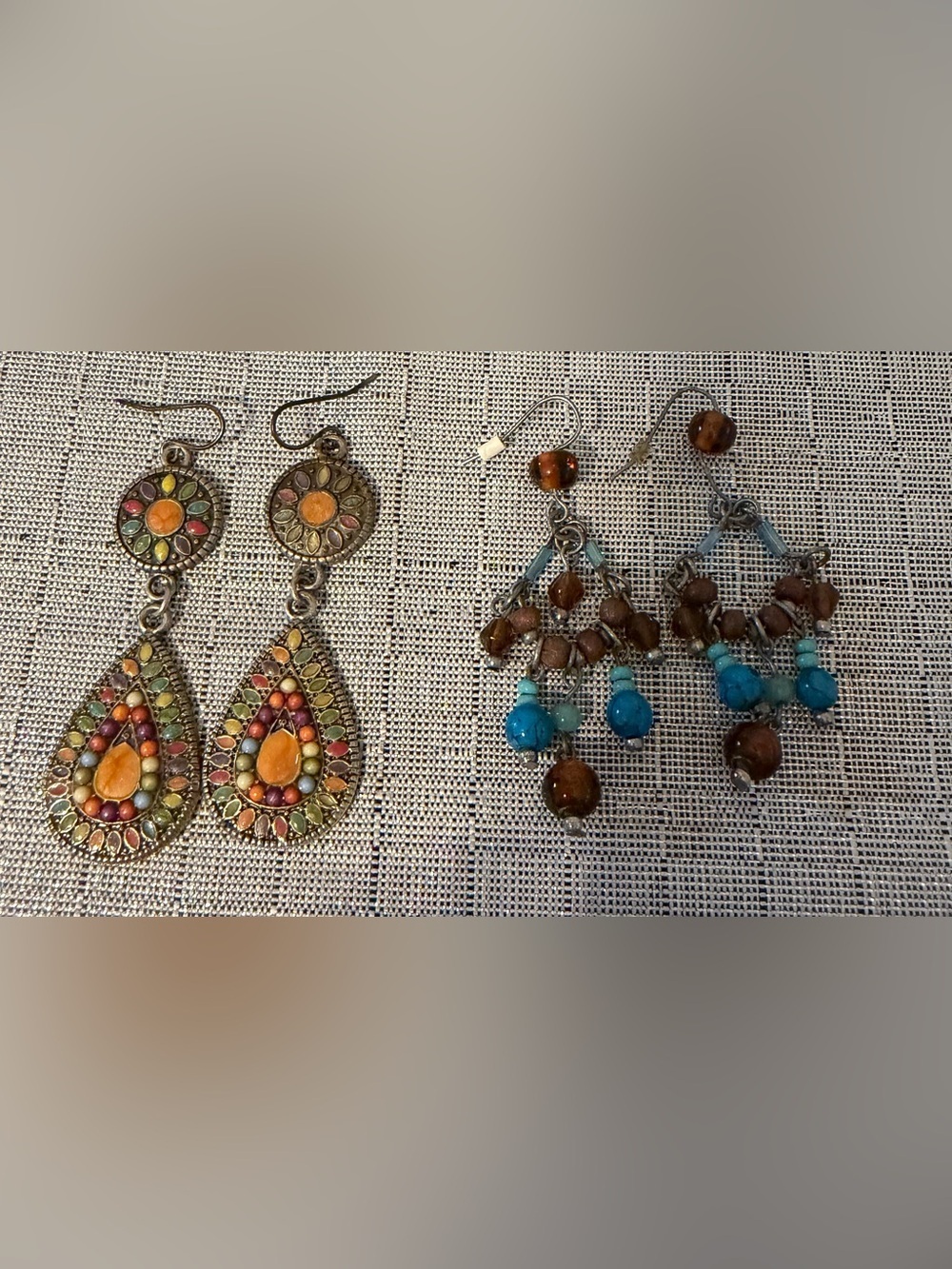 Bohemian Multicolor Teardrop Dangle Earrings - Unbranded